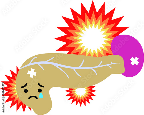 Illustration of a cute pancreas and spleen