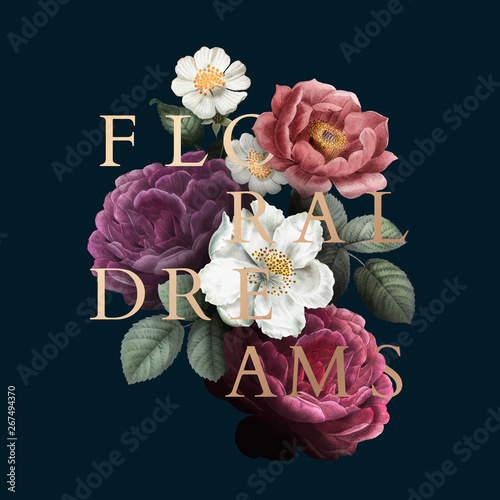 Slika na platnu Floral dreams badge