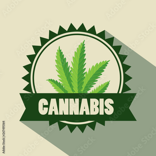 label of cannabis nature plant and natural medicine