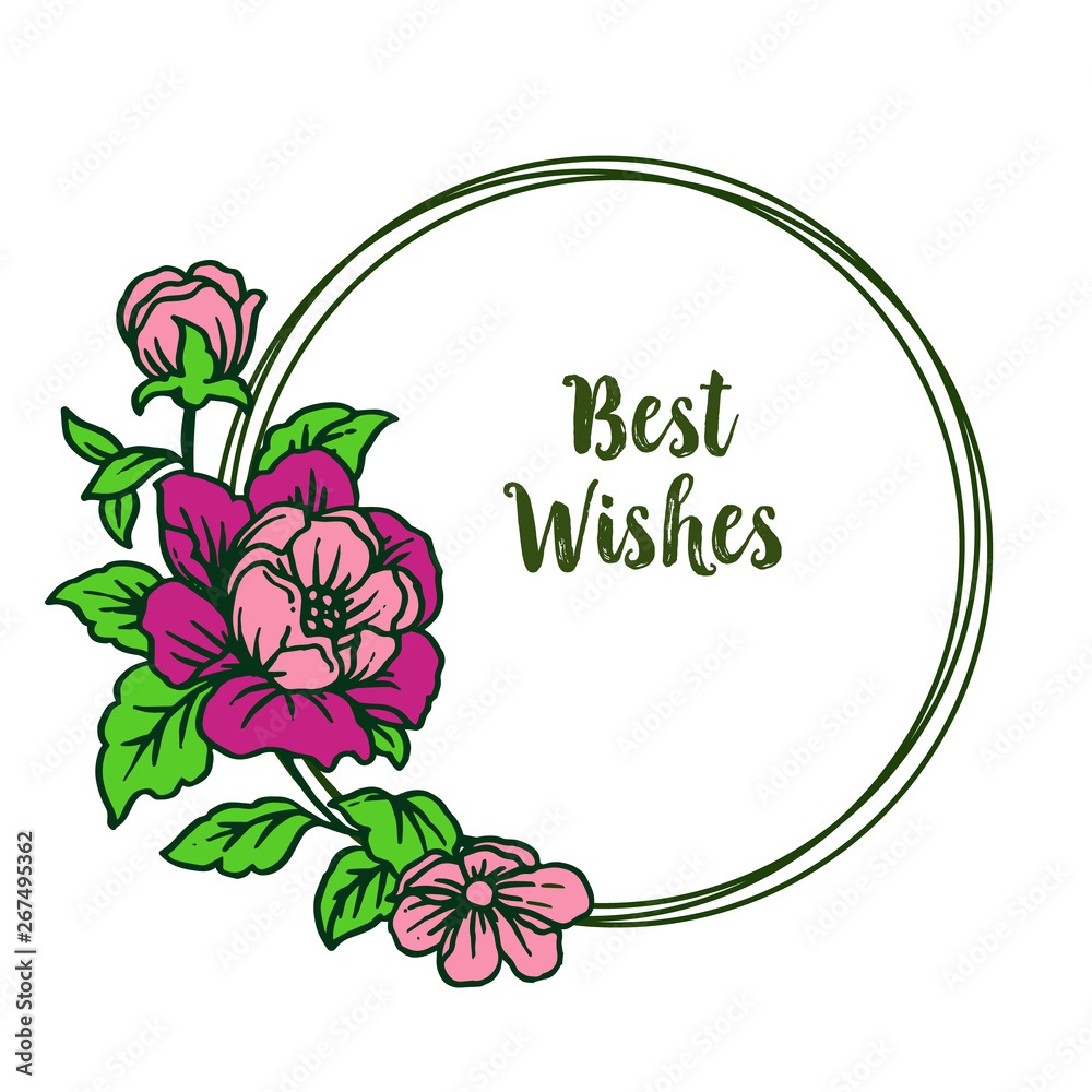 Vector illustration shape of card best wishes for beauty colorful flower frames