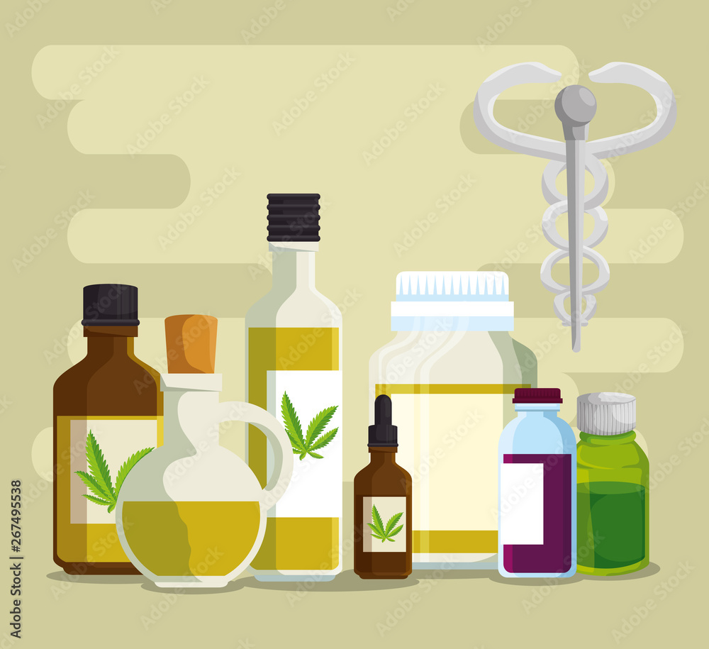 nature oil cannabis crystal bottles with medicine sign nature oil cannabis crystal bottles with medicine sign