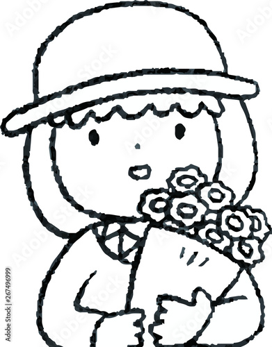 illustration of a girl with a bouquet