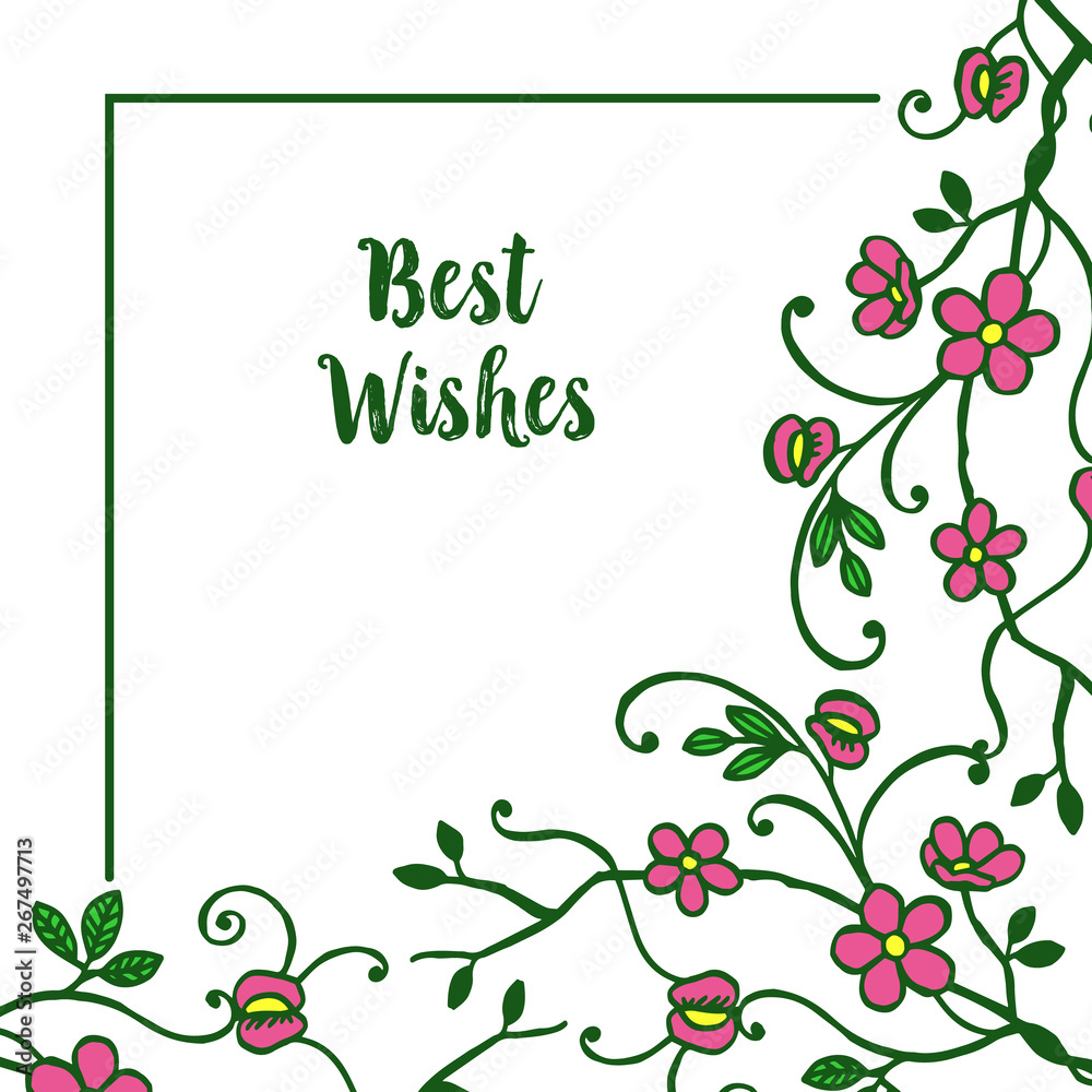 Vector illustration writing best wishes with elegant pink flower frame Vector illustration writing best wishes with elegant pink flower frame