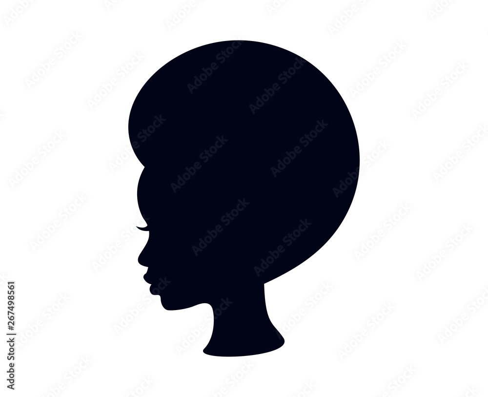 Young African American woman with afro hair style silhouette vector illustration Young African American woman with afro hair style silhouette vector illustration