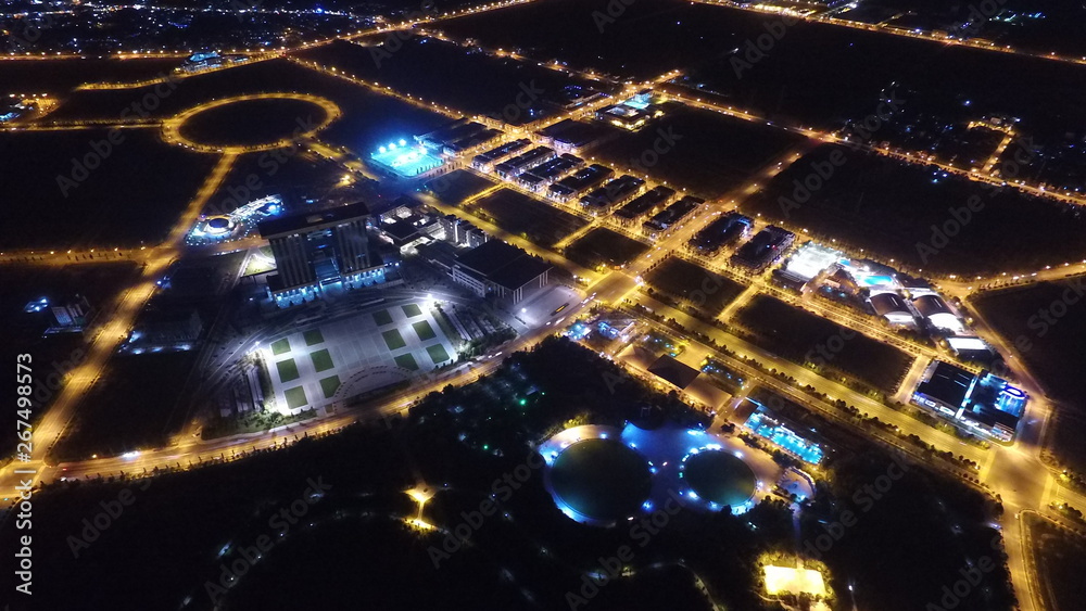 thu dau mot city , binh duong province by night - 2015