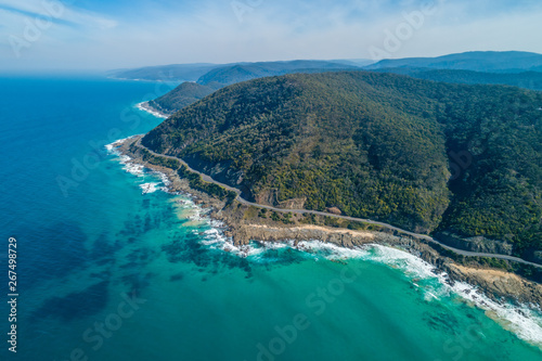 Aerial view of the beautiful Great Ocean Road