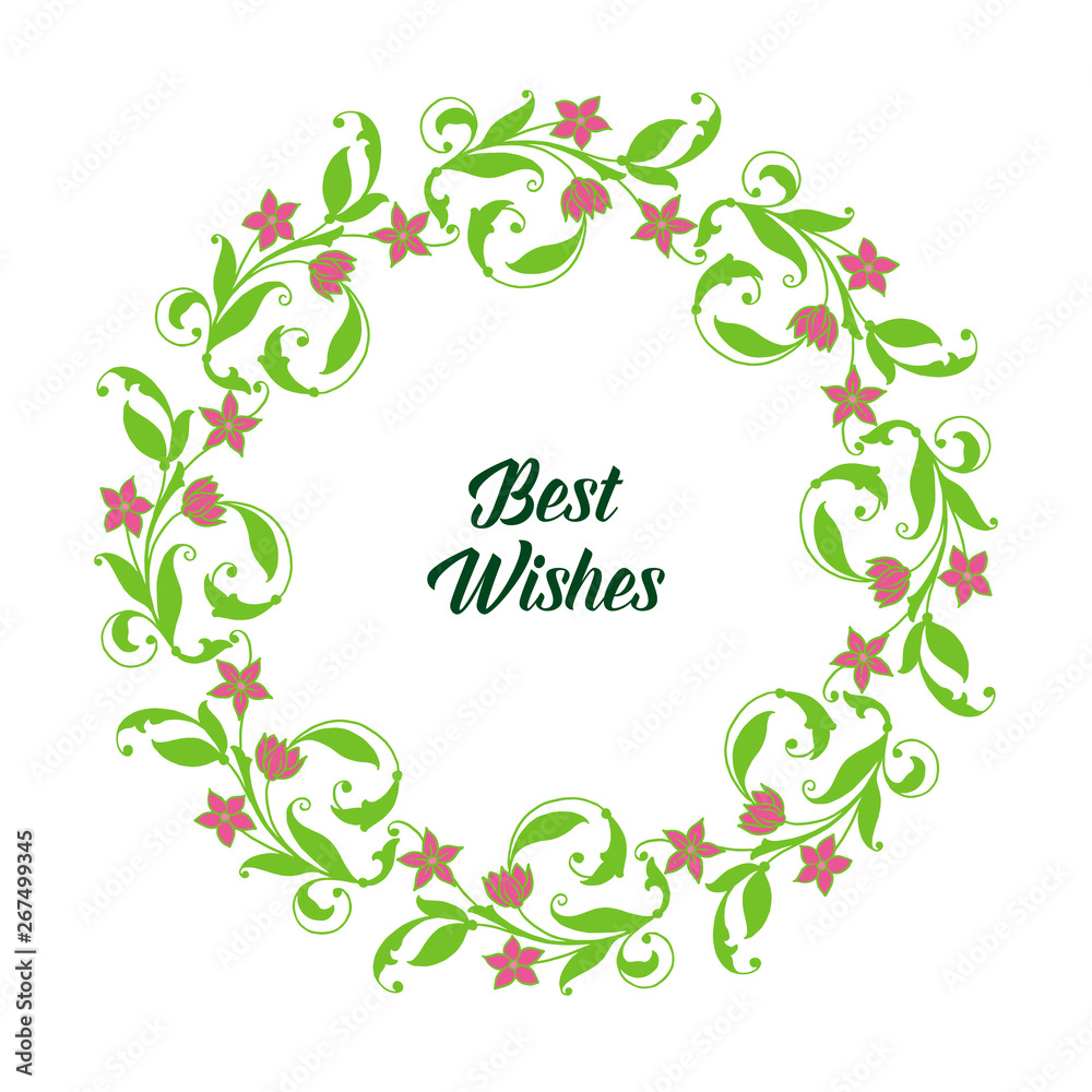 Vector illustration decorative card best wishes with various texture of leaf flower frame Vector illustration decorative card best wishes with various texture of leaf flower frame