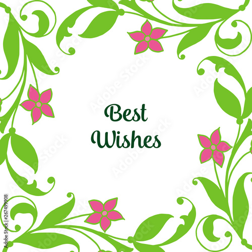 Vector illustration shape card best wishes with various art green leafy flower frames © StockFloral