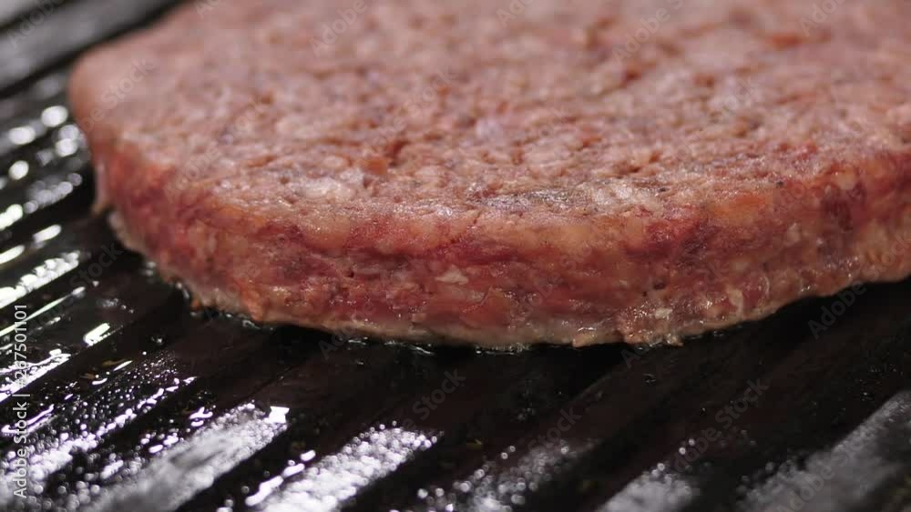 Hamburger beef meat grill close up Hamburger beef meat grill close up