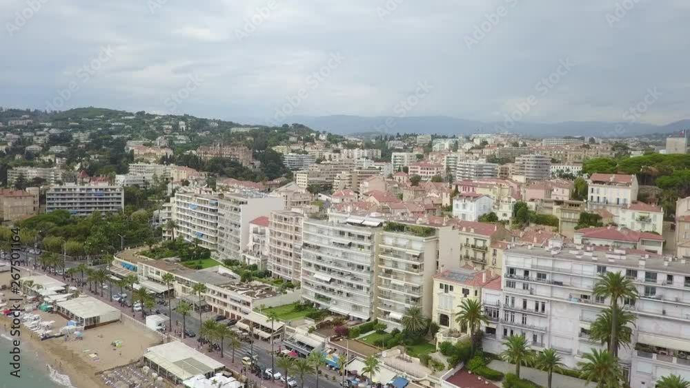 drone shot of cannes beach front drone shot of cannes beach front