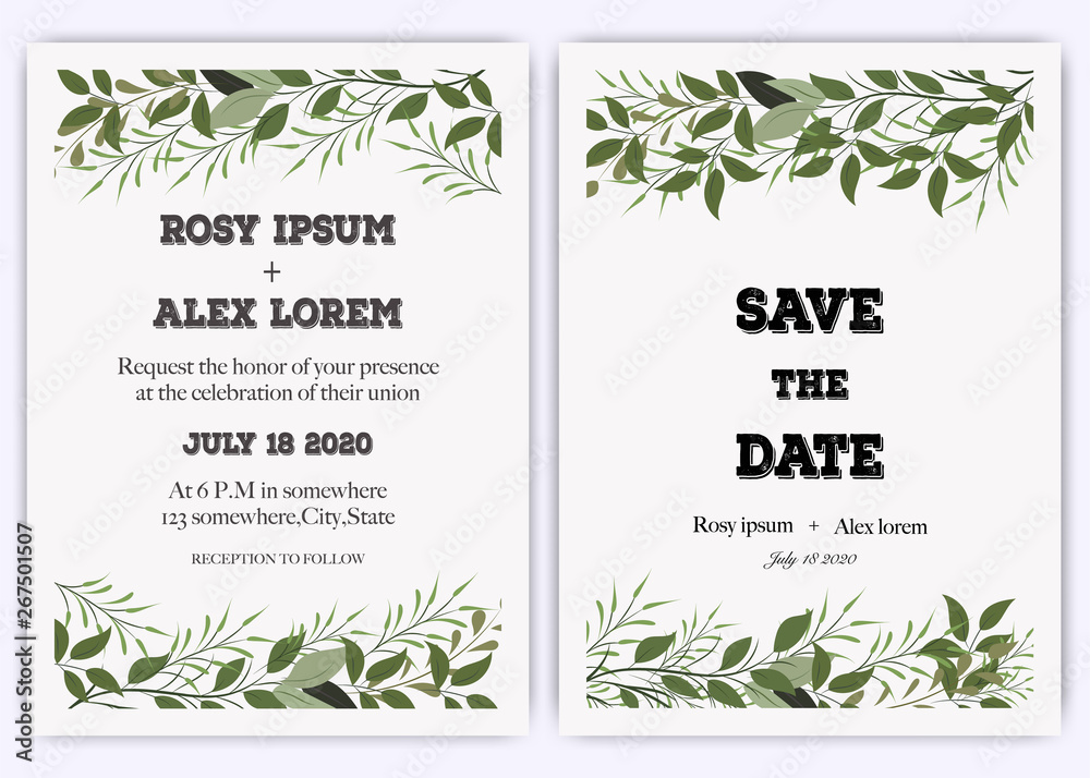 Wedding invite, invitation, save the date card design with elegant lavender  garden  anemone.
