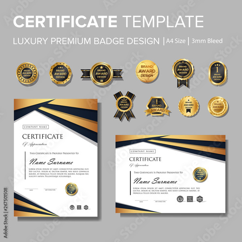 Professional luxury certificate with badge