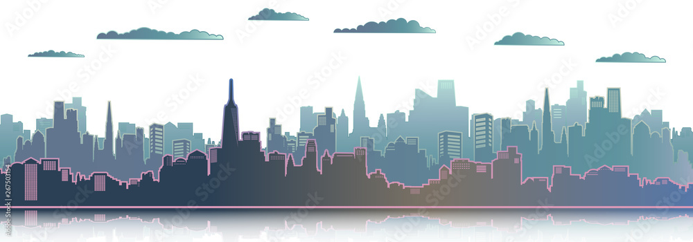 Obraz premium City skyscraper vector illustration background.