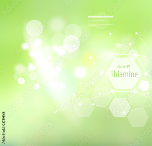 Vitamin B1 Thiamine on an abstract background.