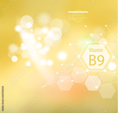 Vitamin B9 on an abstract background.