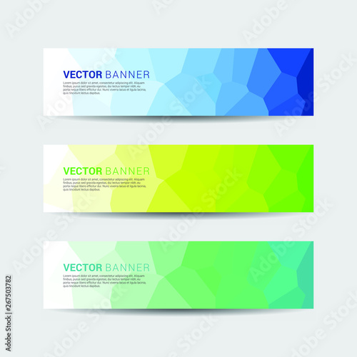 Set of multicolored abstract web banners with low poly design style. vector template design.