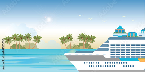 Cruise ship sailing on blue water.