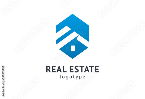 Abstract real estate agent logo icon vector design. Rent, sale of real estate vector logo, House cleaning, home security, real estate auction. Vector building logo concept.