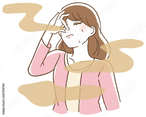 口臭くさい　女性　イラスト
