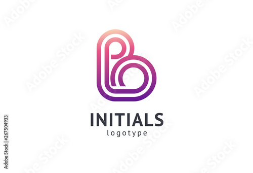 Monogram design elements, graceful template. Calligraphic elegant logo design. B logo. B line art monogram.