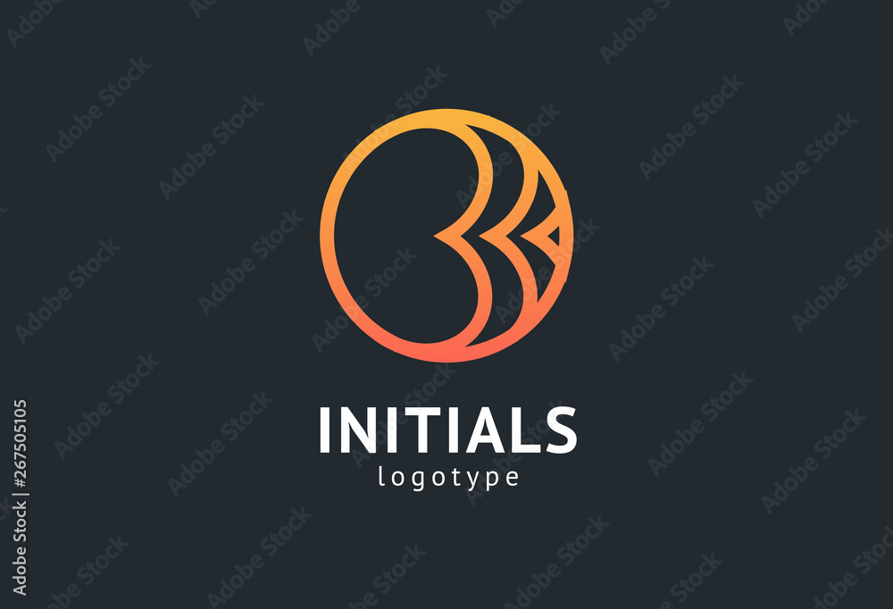 Fototapeta premium Monogram design elements, graceful template. Calligraphic elegant logo design. B logo. B line art monogram.