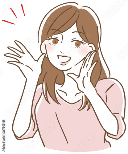 掛け声　ポイント　女性　イラスト