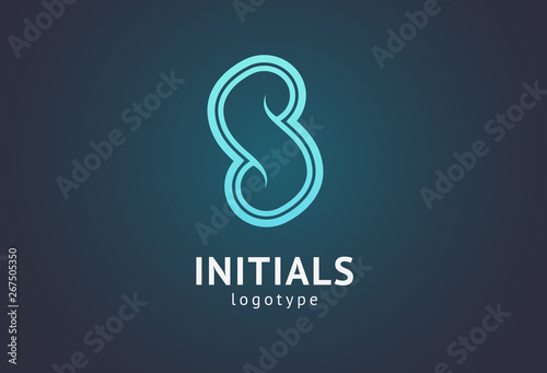 Monogram design elements, graceful template. Calligraphic elegant logo design. S logo. S line art monogram.