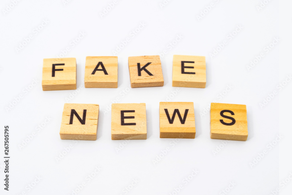 FAKE NEWS word written in wooden blocks isolated on white background. FAKE NEWS word written in wooden blocks isolated on white background.