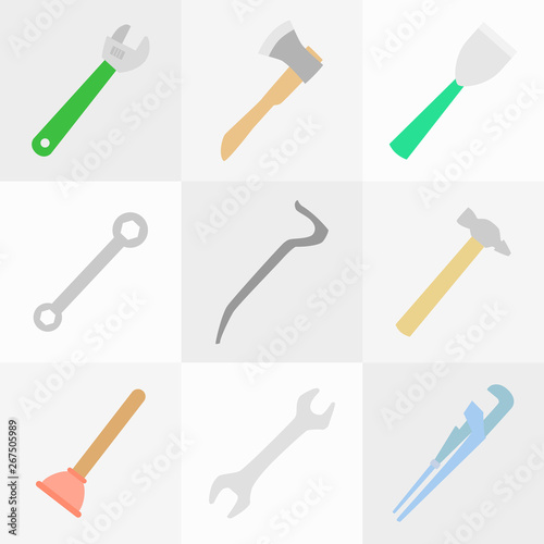 Collection of tools. Vector illustration. Professional tools for manual labor, repair and assistance in the household.