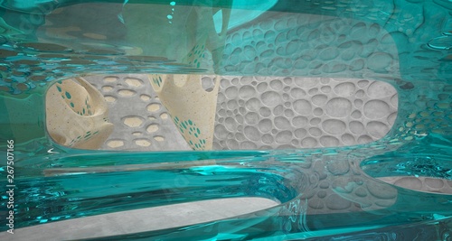 Empty abstract concrete and coquina smooth interior. Architectural background. 3D illustration and rendering