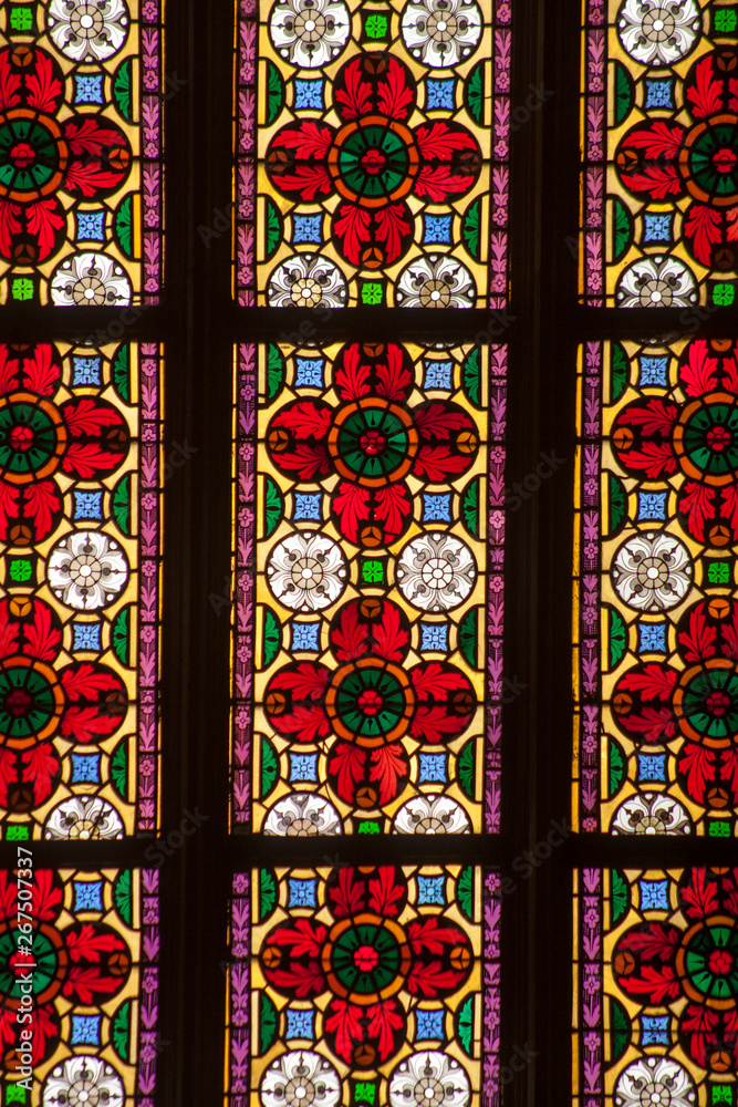 Stained Glass pattern in St. Vitus Cathedral in Prague Stained Glass pattern in St. Vitus Cathedral in Prague