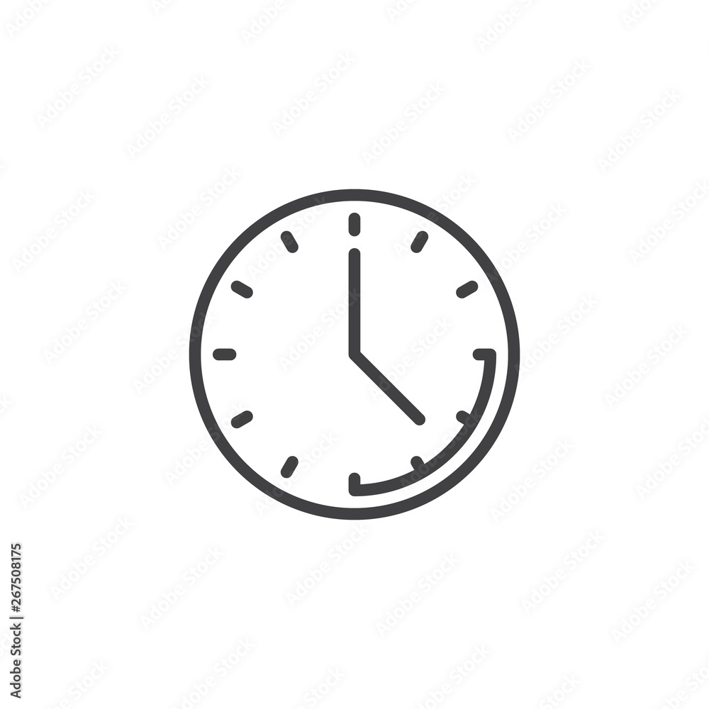 Clock time line icon. linear style sign for mobile concept and web design. Office clock outline vector icon. Deadline symbol, logo illustration. Pixel perfect vector graphics Clock time line icon. linear style sign for mobile concept and web design. Office clock outline vector icon. Deadline symbol, logo illustration. Pixel perfect vector graphics