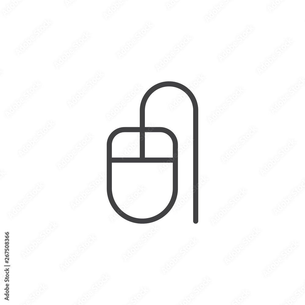 Wired mouse line icon. linear style sign for mobile concept and web design. Computer mouse outline vector icon. Symbol, logo illustration. Pixel perfect vector graphics Wired mouse line icon. linear style sign for mobile concept and web design. Computer mouse outline vector icon. Symbol, logo illustration. Pixel perfect vector graphics