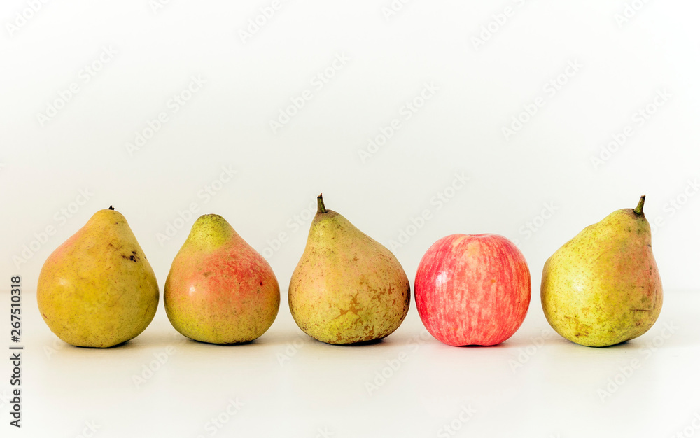 Fresh ripe pears on white background, vegetarian concept. Fresh ripe pears on white background, vegetarian concept.
