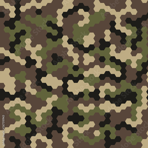 Seamless pattern. Abstract military or police camouflage background from classical camouflage colors.