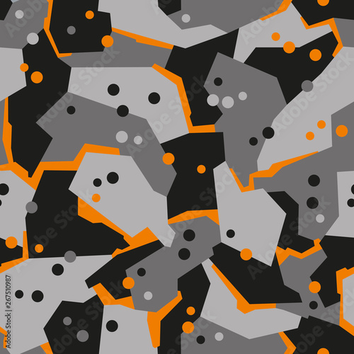 Vector seamless pattern. Military camouflage. Grey and orange.