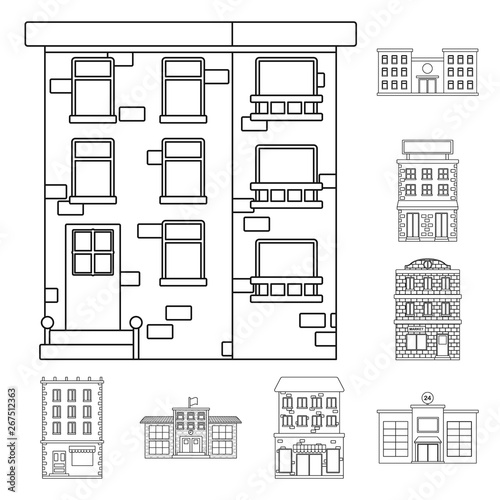 Isolated object of architecture and exterior  symbol. Set of architecture and city stock symbol for web.