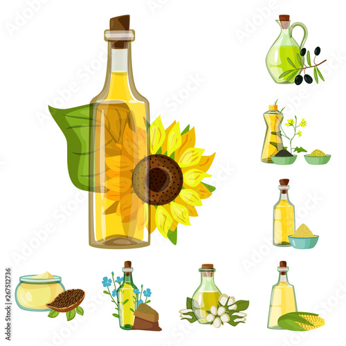 Isolated object of bottle and glass  icon. Set of bottle and agriculture vector icon for stock.