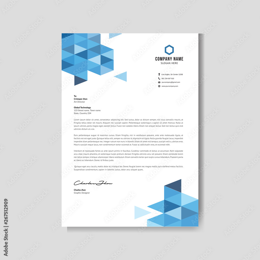Modern blue letterhead Modern blue letterhead
