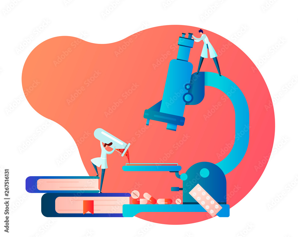 Doctors do research on patient tests, medical laboratory and health workers, microscopic examination, vector illustration for web sites and landing pages Doctors do research on patient tests, medical laboratory and health workers, microscopic examination, vector illustration for web sites and landing pages