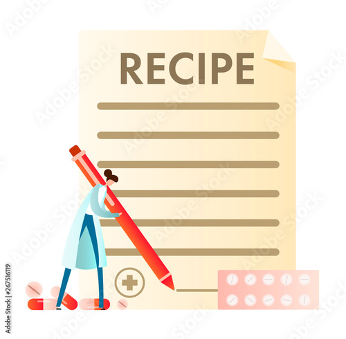 on the basis of the research, the doctor writes a prescription for medicines, vector illustration for web sites and landing pages