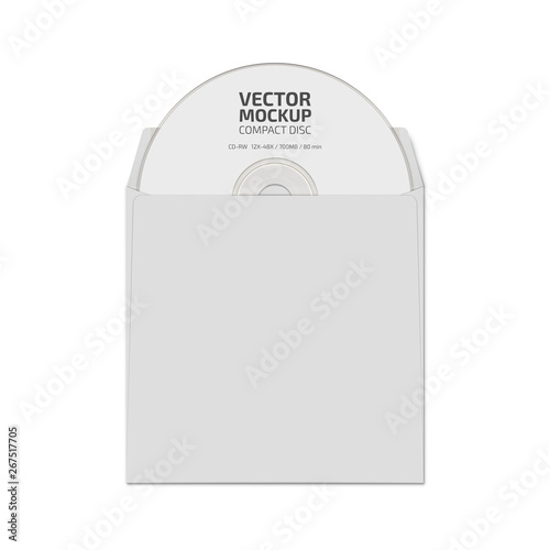 White blank compact disc mock up vector.