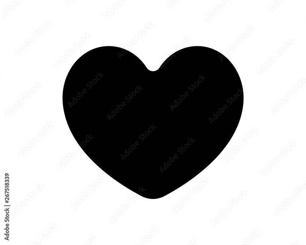 Love heart vector icon black silhouette isolated on white background. Love heart vector icon black silhouette isolated on white background.