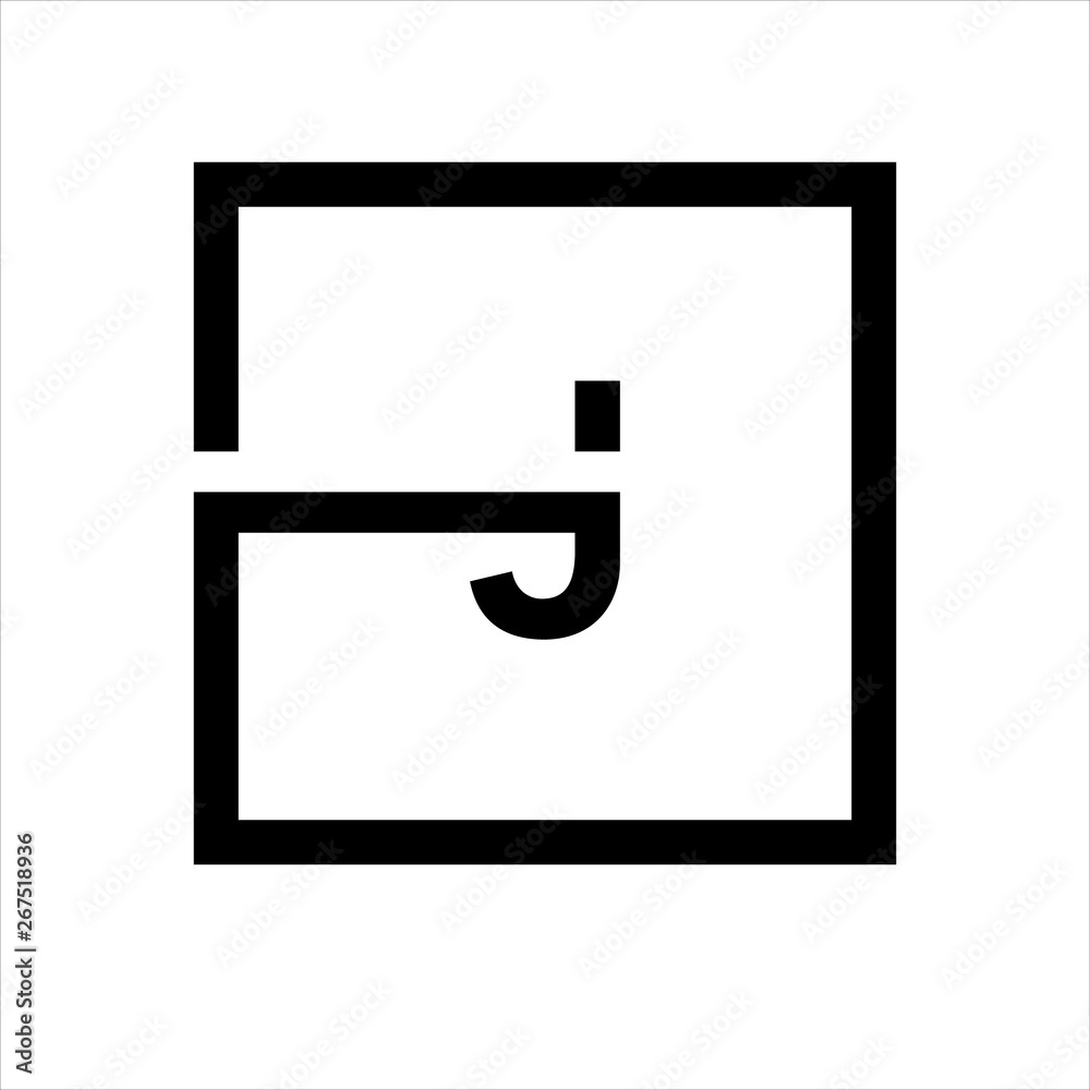 LETTER J AND SQUARE, SIMPLE LOGO DESIGN