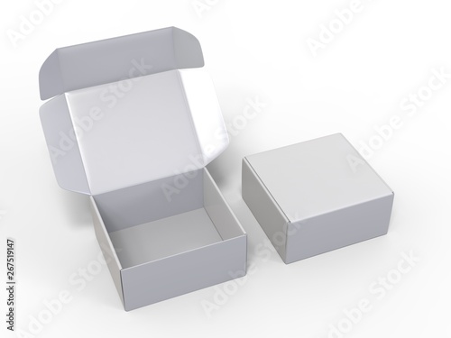 Blank shipping mailer hard cardboard box for branding and mock up. 3d render illustration.