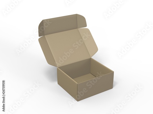Blank shipping mailer hard cardboard box for branding and mock up. 3d render illustration.