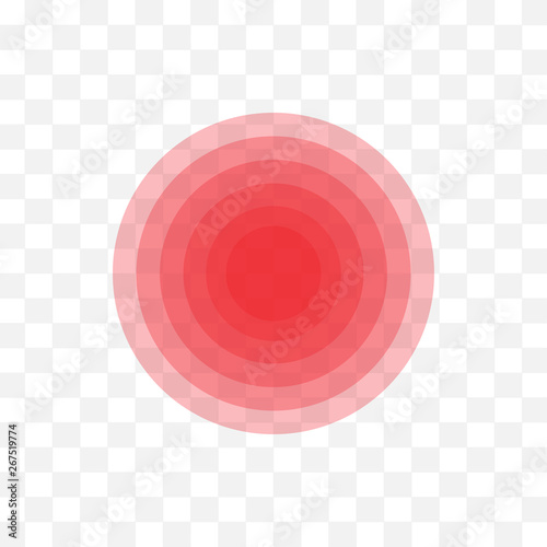 Red mark of localization of pain. Abstract symbol of pain. Template for medical informational illustrations. Vector illustration.