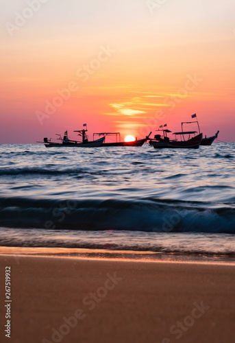 Traditional long-tail boat on the beach