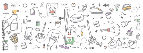 Doodle illustration of cleaning service