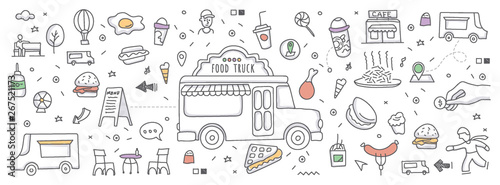 Doodle illustration of food truck